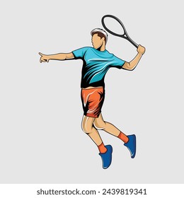 Tennis Player Athlete Bright Stylized Vector