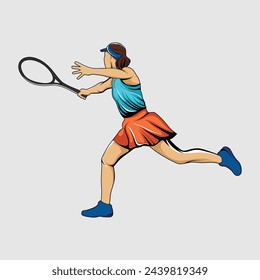 Tennis Player Athlete Bright Stylized Vector