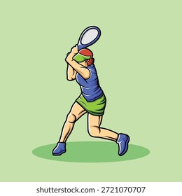 Tennis Player Athlete in Dynamic Pose Vibrant Stylized Vector