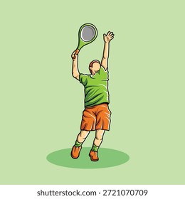 Tennis Player Athlete in Dynamic Pose Vibrant Stylized Vector