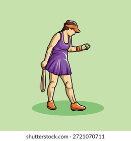 Tennis Player Athlete in Dynamic Pose Vibrant Stylized Vector