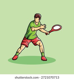 Atleta de jugador de tenis en Vector estilizado vibrante de la pose dinámica