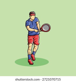 Atleta de jugador de tenis en Vector estilizado vibrante de la pose dinámica