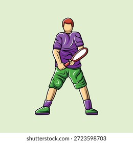 Tennis Player Athlete in Dynamic Pose Vibrant Stylized Vector