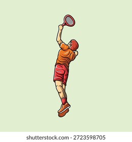 Tennis Player Athlete in Dynamic Pose Vibrant Stylized Vector
