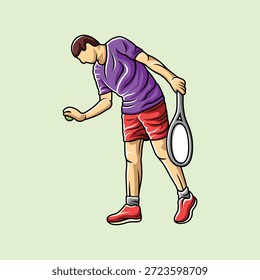 Tennis Player Athlete in Dynamic Pose Vibrant Stylized Vector