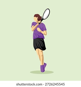 Atleta de jugador de tenis en Vector estilizado vibrante de la pose dinámica