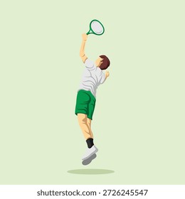 Atleta de jugador de tenis en Vector estilizado vibrante de la pose dinámica