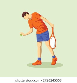 Atleta de jugador de tenis en Vector estilizado vibrante de la pose dinámica