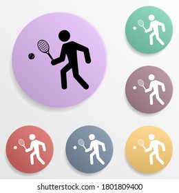 Tennis player badge color set icon. Simple glyph, flat vector of sport icons for ui and ux, website or mobile application