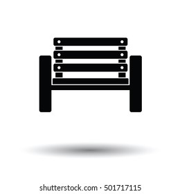 Tennis player bench icon. White background with shadow design. Vector illustration.