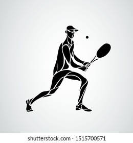 tennis player, black vector creative silhouette eps10