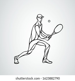 tennis player, black vector creative silhouette eps10