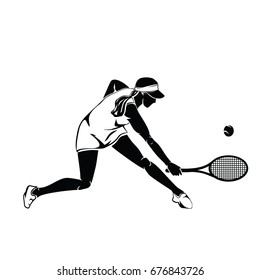 Tennis player black vector illustration isolated on a white background