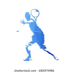 Tennis Player, Blue Geometric Vector Silhouette