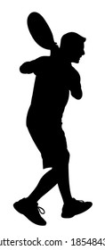 tennis player boy silhouette vector 