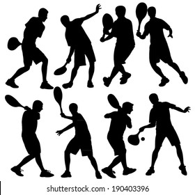 tennis player boy silhouette vector 