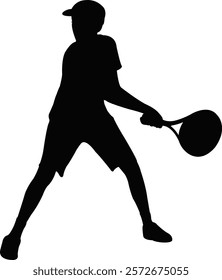 a tennis player boy, silhouette vector