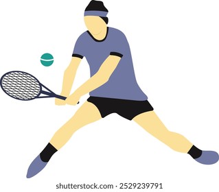 Tennis Player Cartoon Character. Isolated on White Background.