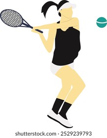 Tennis Player Cartoon Character. Isolated on White Background.