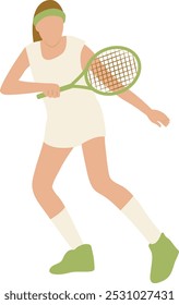 Cartoon-Charakter für Tennisspieler einzeln auf weißem Hintergrund. Vektorgrafik-Design.