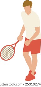 Cartoon-Charakter für Tennisspieler einzeln auf weißem Hintergrund. Vektorgrafik-Design.