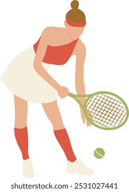 Cartoon-Charakter für Tennisspieler einzeln auf weißem Hintergrund. Vektorgrafik-Design.