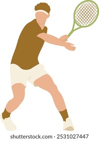 Cartoon-Charakter für Tennisspieler einzeln auf weißem Hintergrund. Vektorgrafik-Design.