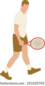 Cartoon-Charakter für Tennisspieler einzeln auf weißem Hintergrund. Vektorgrafik-Design.