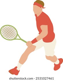 Cartoon-Charakter für Tennisspieler einzeln auf weißem Hintergrund. Vektorgrafik-Design.