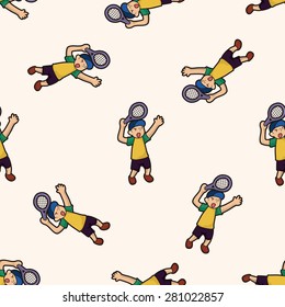 tennis player , cartoon seamless pattern background