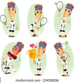 Tennis player cartoon set