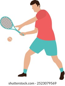 Tennis Player Character Cartoon in Flat Style. Vector Illustration.