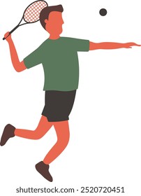 Tennis Player Character Illustration. Vector Graphic in Flat Cartoon Concept.