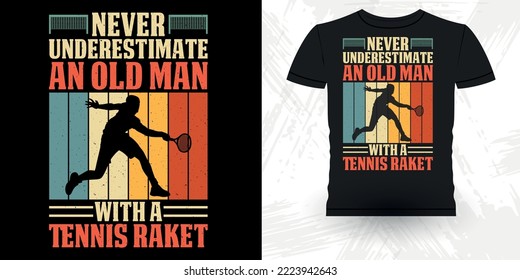 Tennis Player Coach Sports Lover Funny Tennis Players Retro Vintage Tennis T-shirt Design