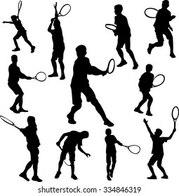 tennis player collection 1 - vector