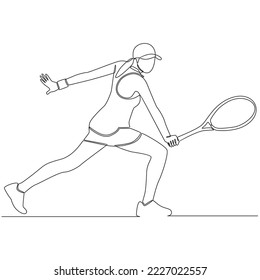 Tennis player continuous line drawing vector line art Illustration