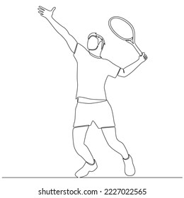 Tennis player continuous line drawing vector line art Illustration