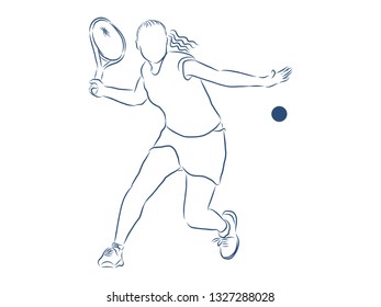 tennis player contour, vector