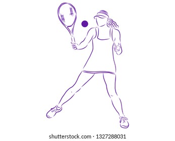 tennis player contour, vector