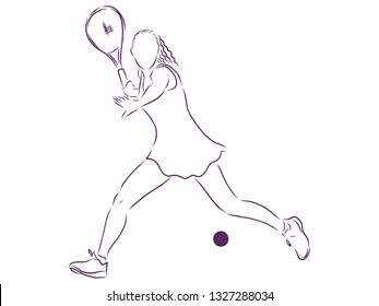 tennis player contour, vector