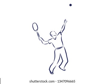 Tennis player contour, vector illustration