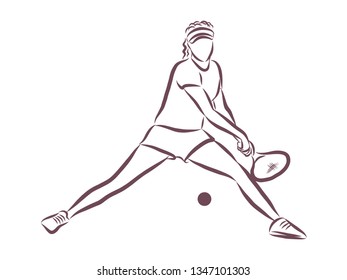 Tennis player contour, vector illustration