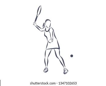 Tennis player contour, vector illustration