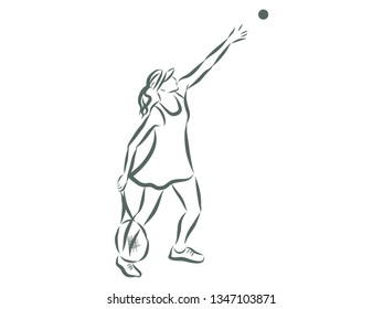 Tennis player contour, vector illustration