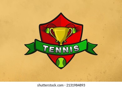 tennis player, tennis cup logo Designs Inspiration Isolated on White Background