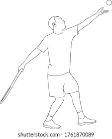 Tennisspieler (digitale Monoline-Zeichnung)