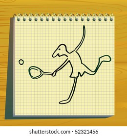 Tennis player doodle. Vector illustration.
