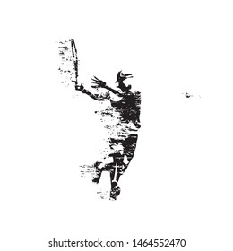 Tennis player, forehand. Abstract isolated vector silhouette, grungy style