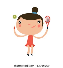 tennis player girl. cute sports character.